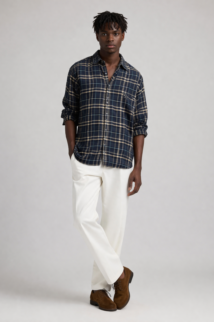 Groningen Soft Cotton Plaid Flannel Shirt for Men