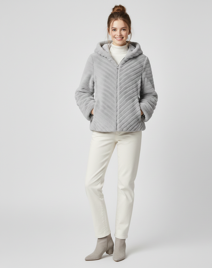 Herrin Diagonal Ribbed Plush Hoodie