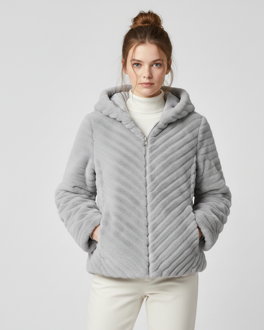 Herrin Diagonal Ribbed Plush Hoodie
