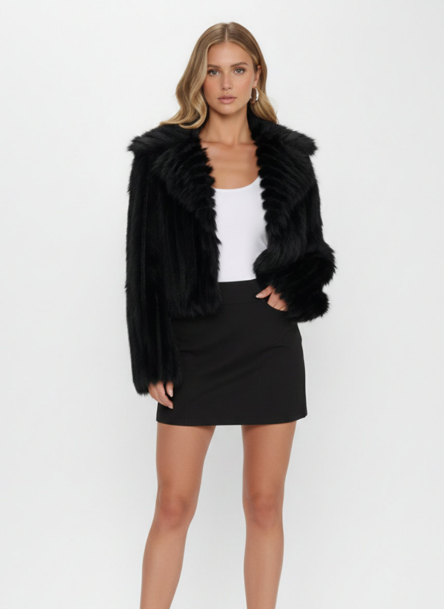 Hialeah Paneled Faux Fur Crop Jacket