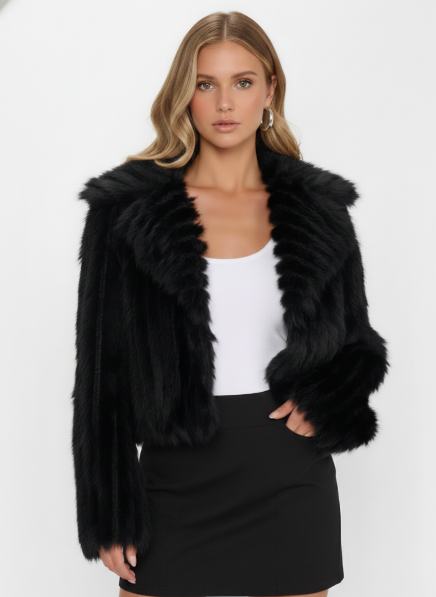 Hialeah Paneled Faux Fur Crop Jacket