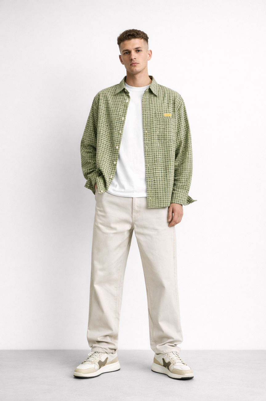 Haarlem Plaid Flannel Shirt with Embroidered Detail
