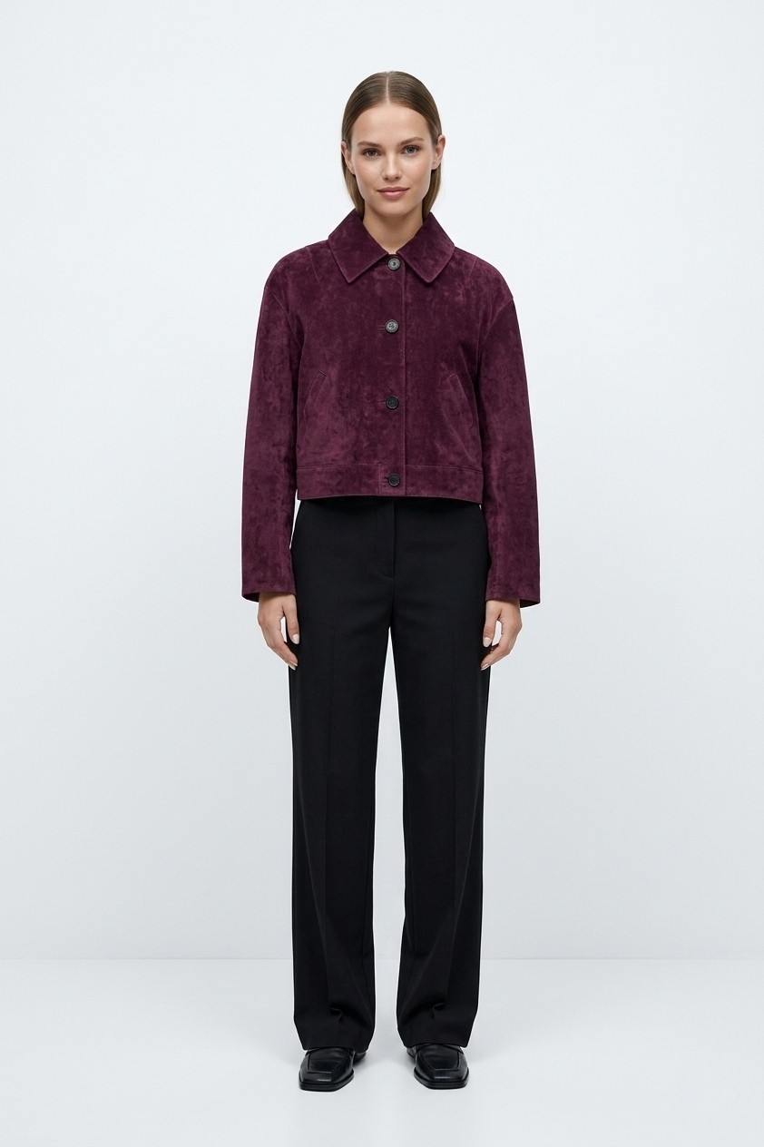 Haifa Plum Suede Boxy Blouson