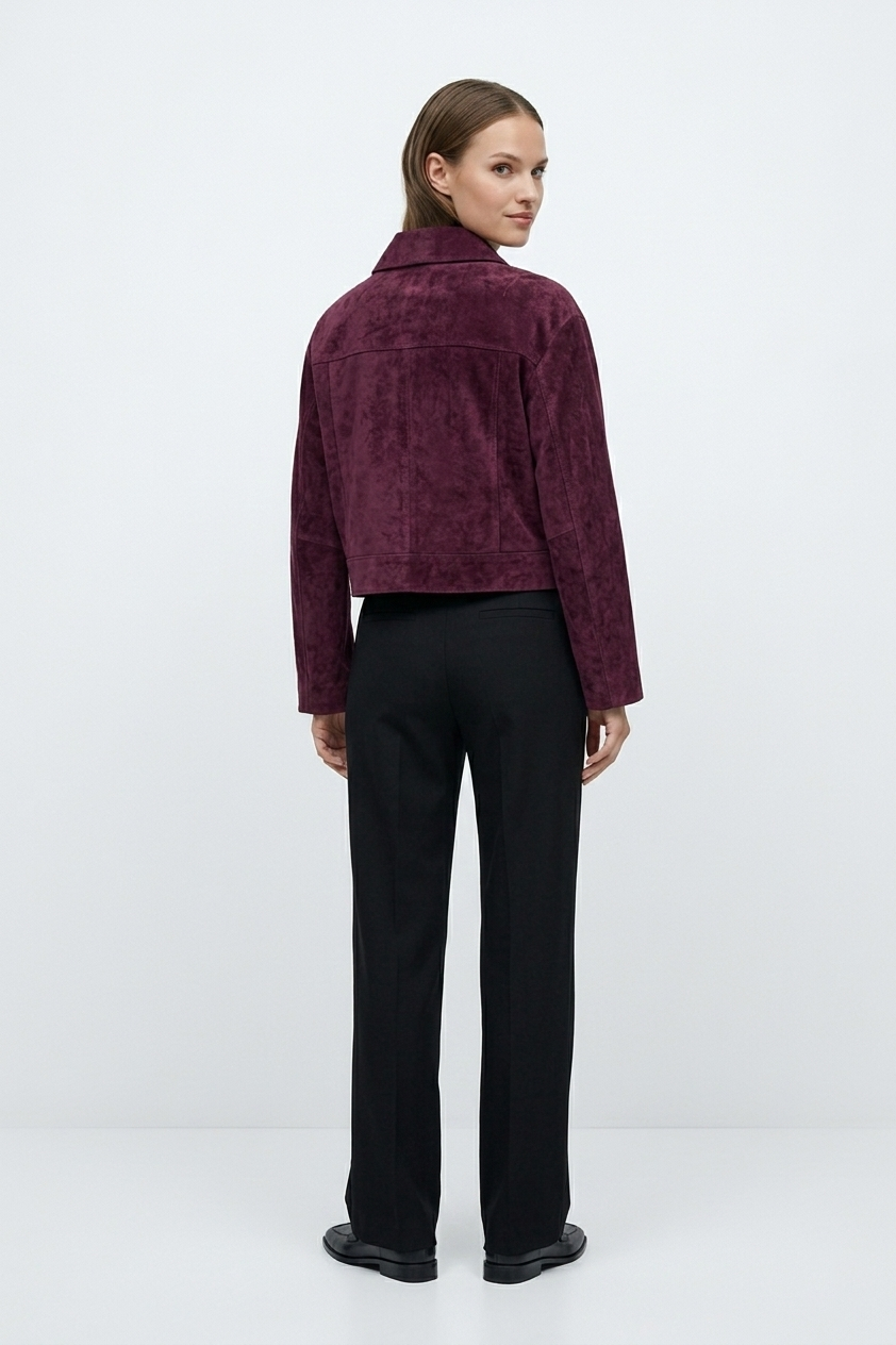 Haifa Plum Suede Boxy Blouson