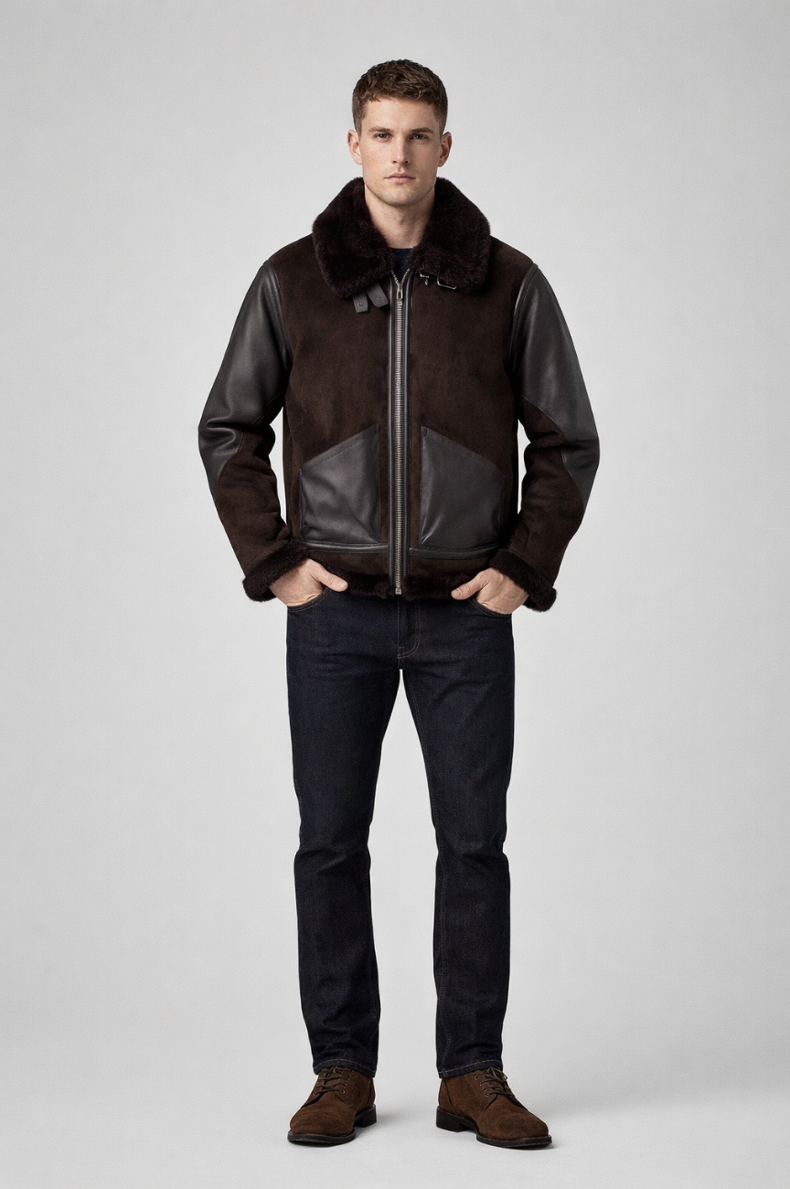 Haschwalth Aviator Leather-Trimmed Shearling Jacket