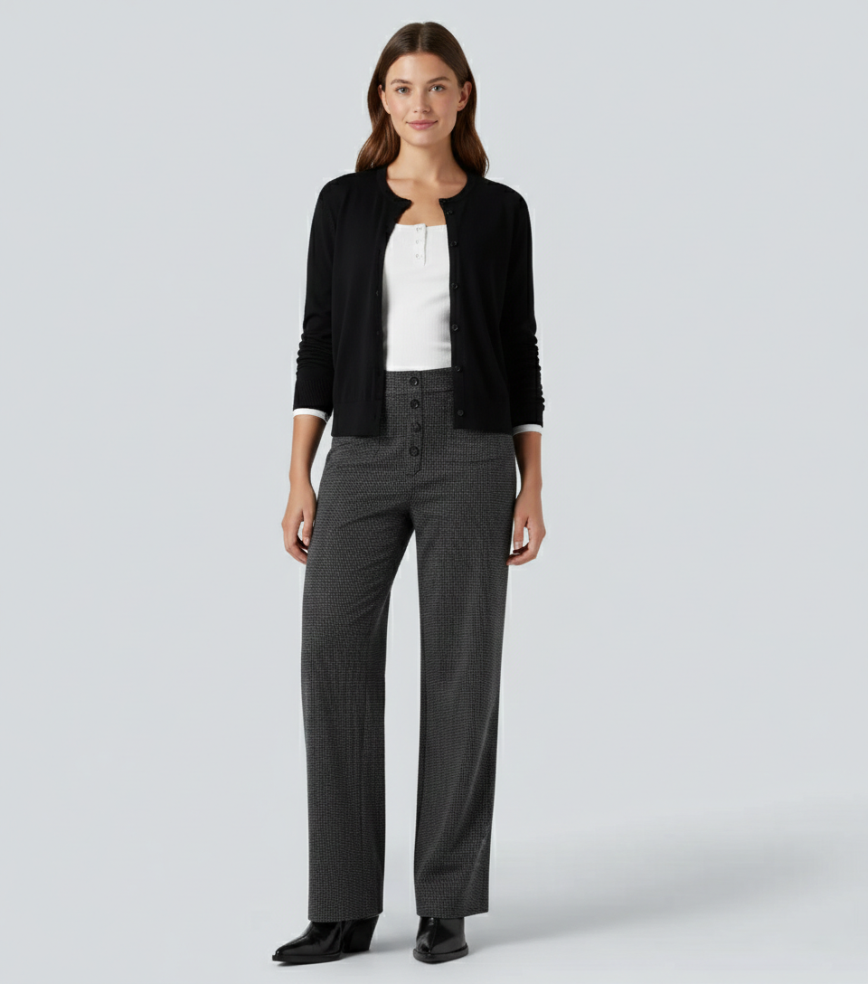 Hollis Houndstooth Straight Leg Pants