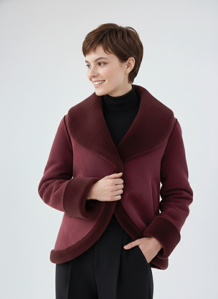 Iberia Shawl-Collar Suedette Wrap