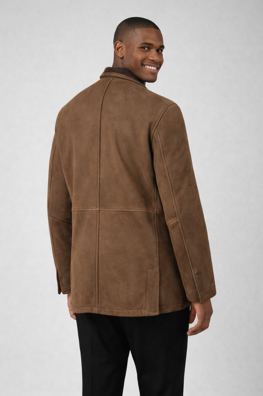 Keigo Roomy cut Double-Breasted Shearling Overcoat