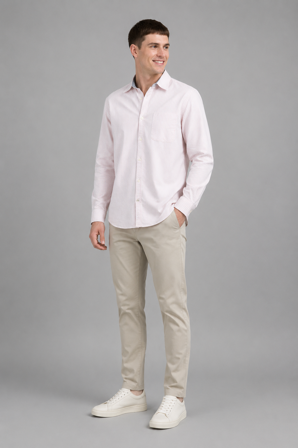Kael Long Sleeve Striped Oxford Woven Shirt