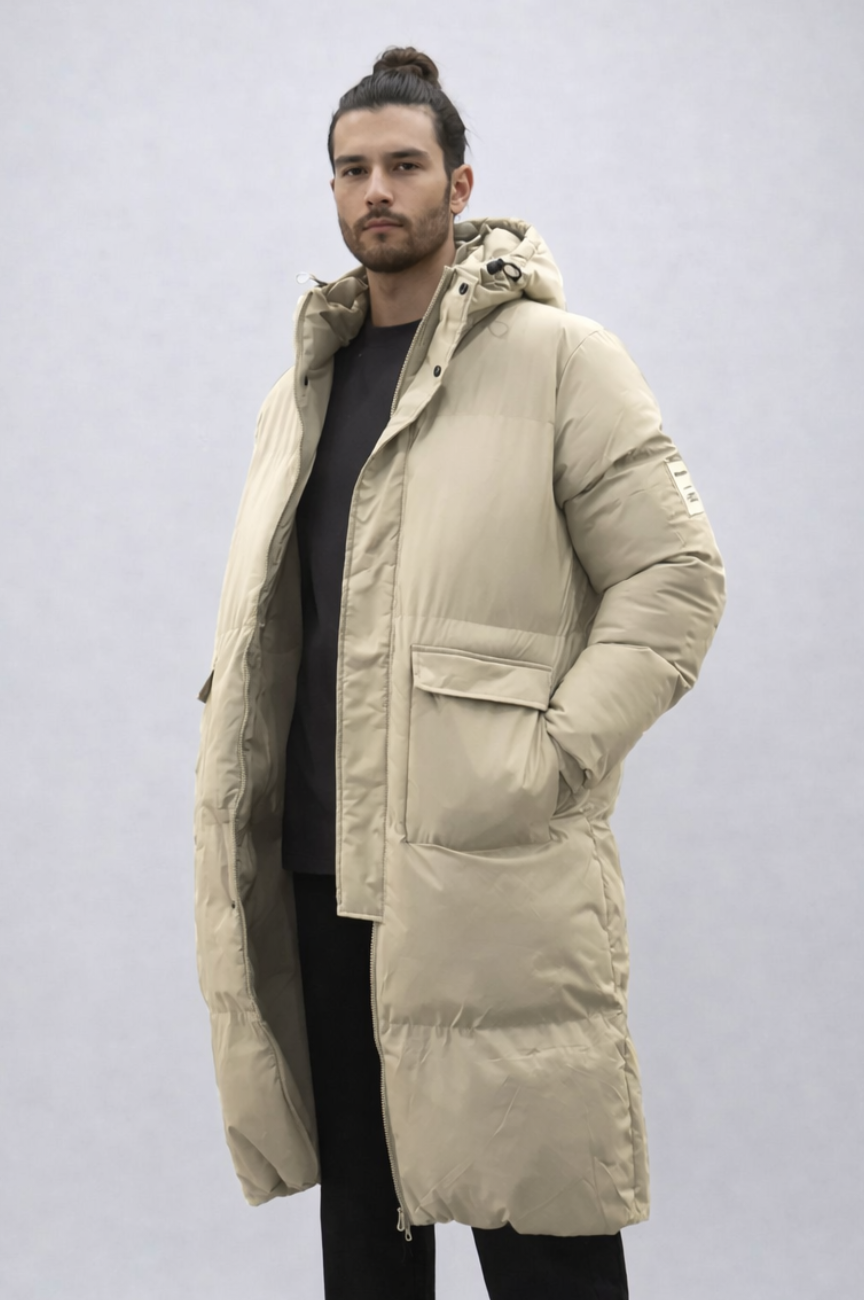 Kiruna The Aspen Oversized Maxi Puffer in Sand