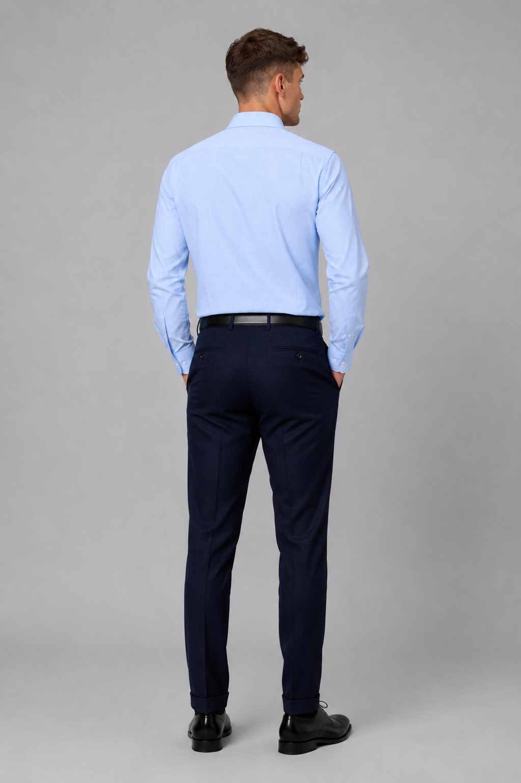 Knox Sky Blue Micro-Grid Dress Shirt