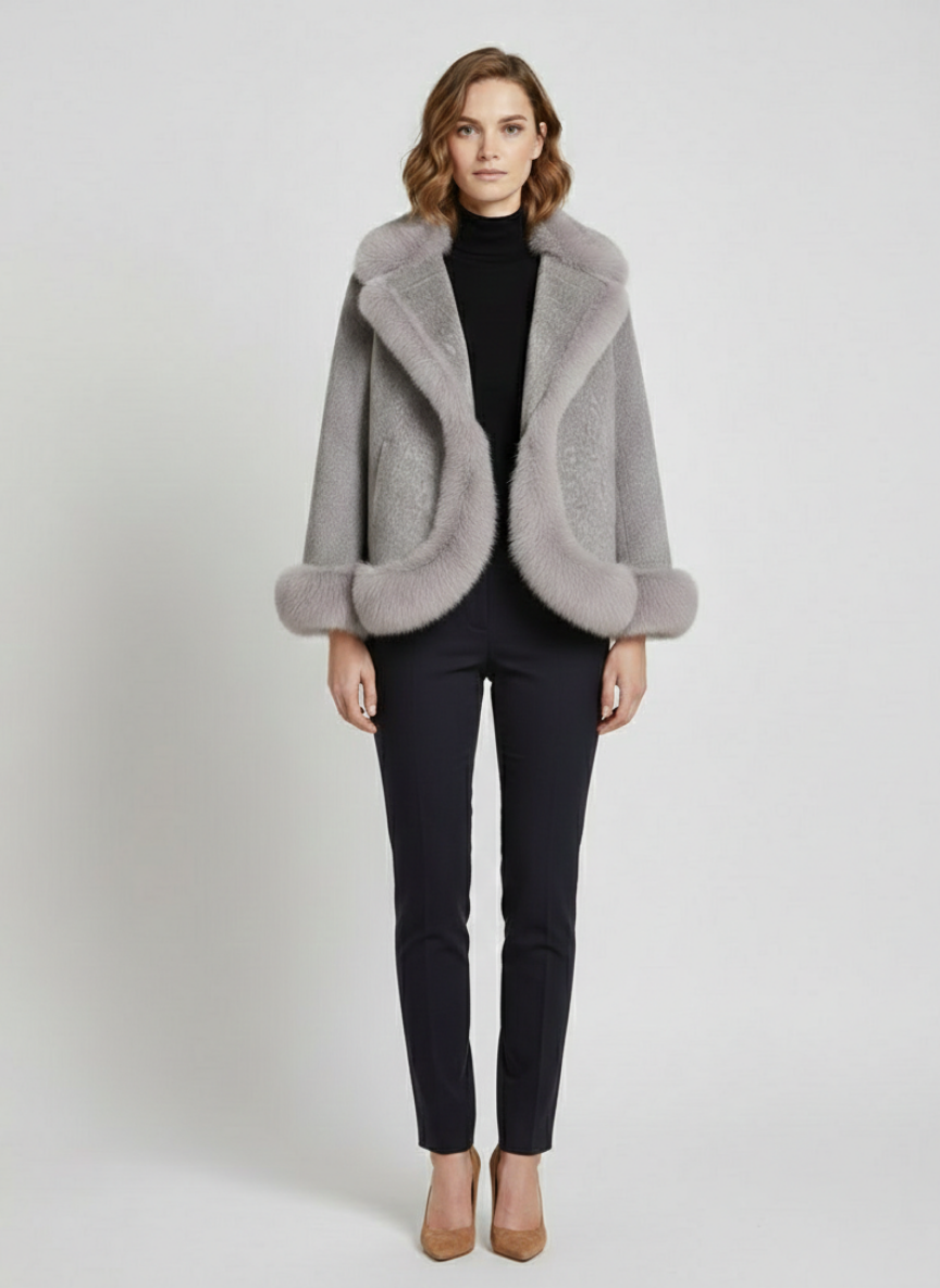 Laurel Curved-Hem Faux-Fur