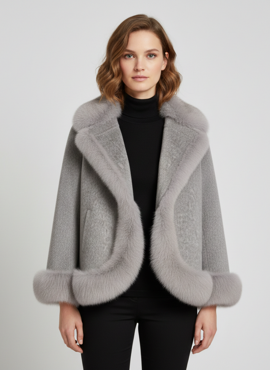 Laurel Curved-Hem Faux-Fur