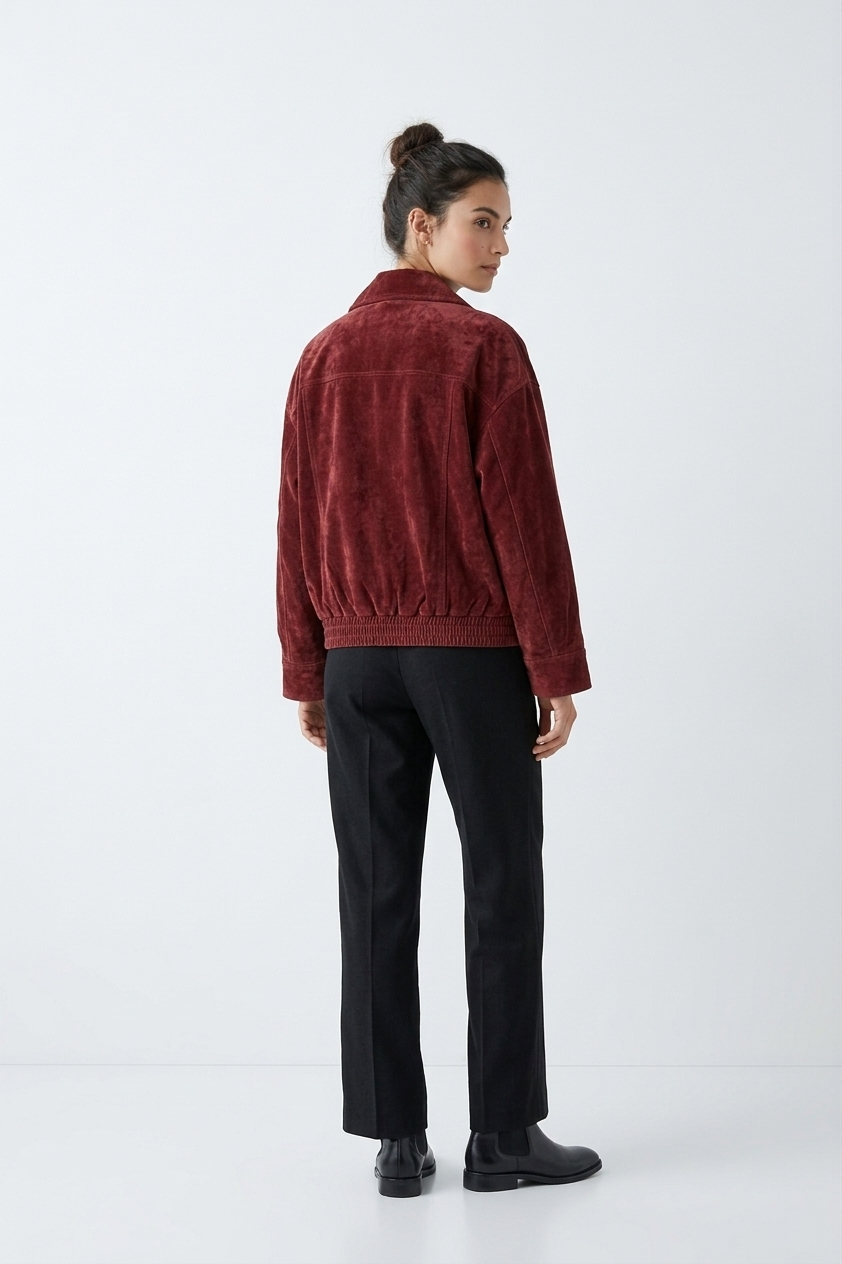Larache Wide Lapel Suede Bomber