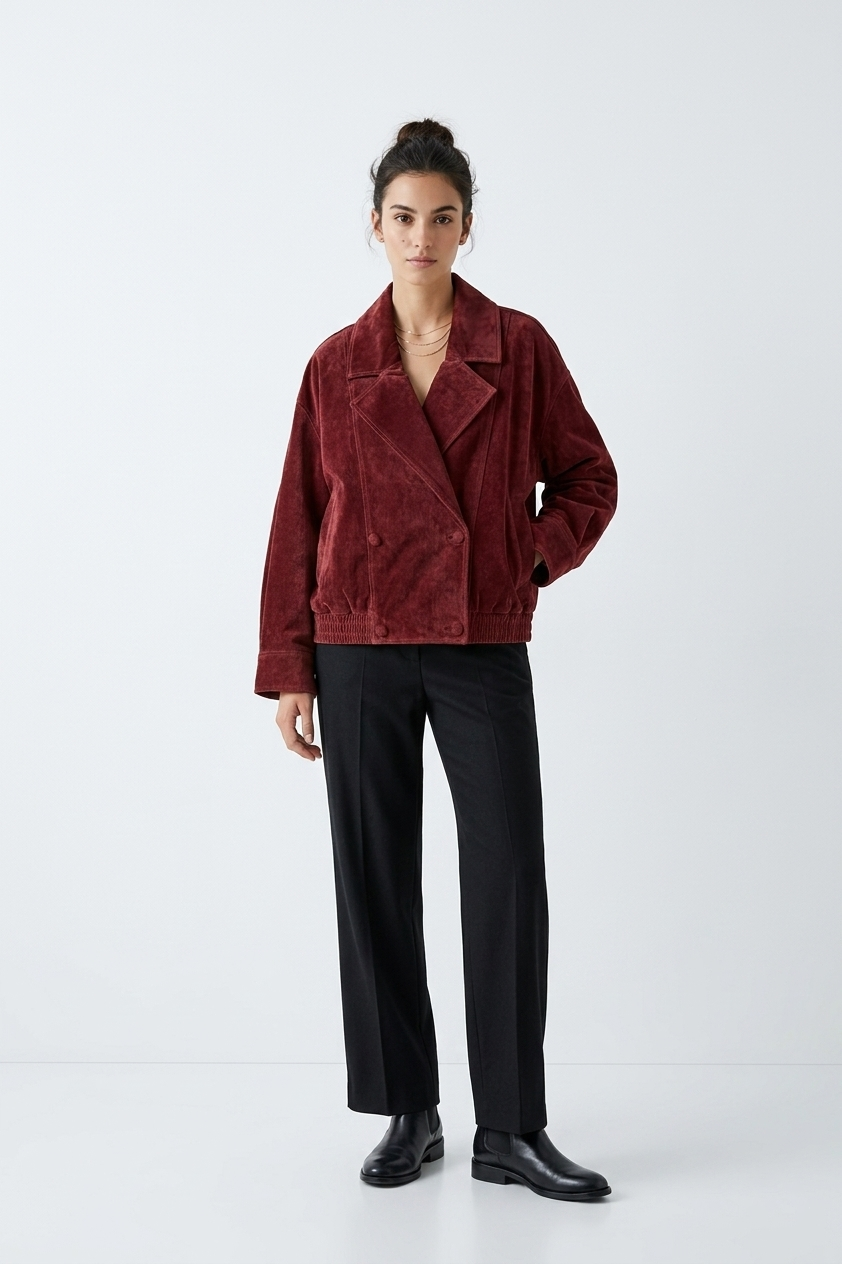 Larache Wide Lapel Suede Bomber