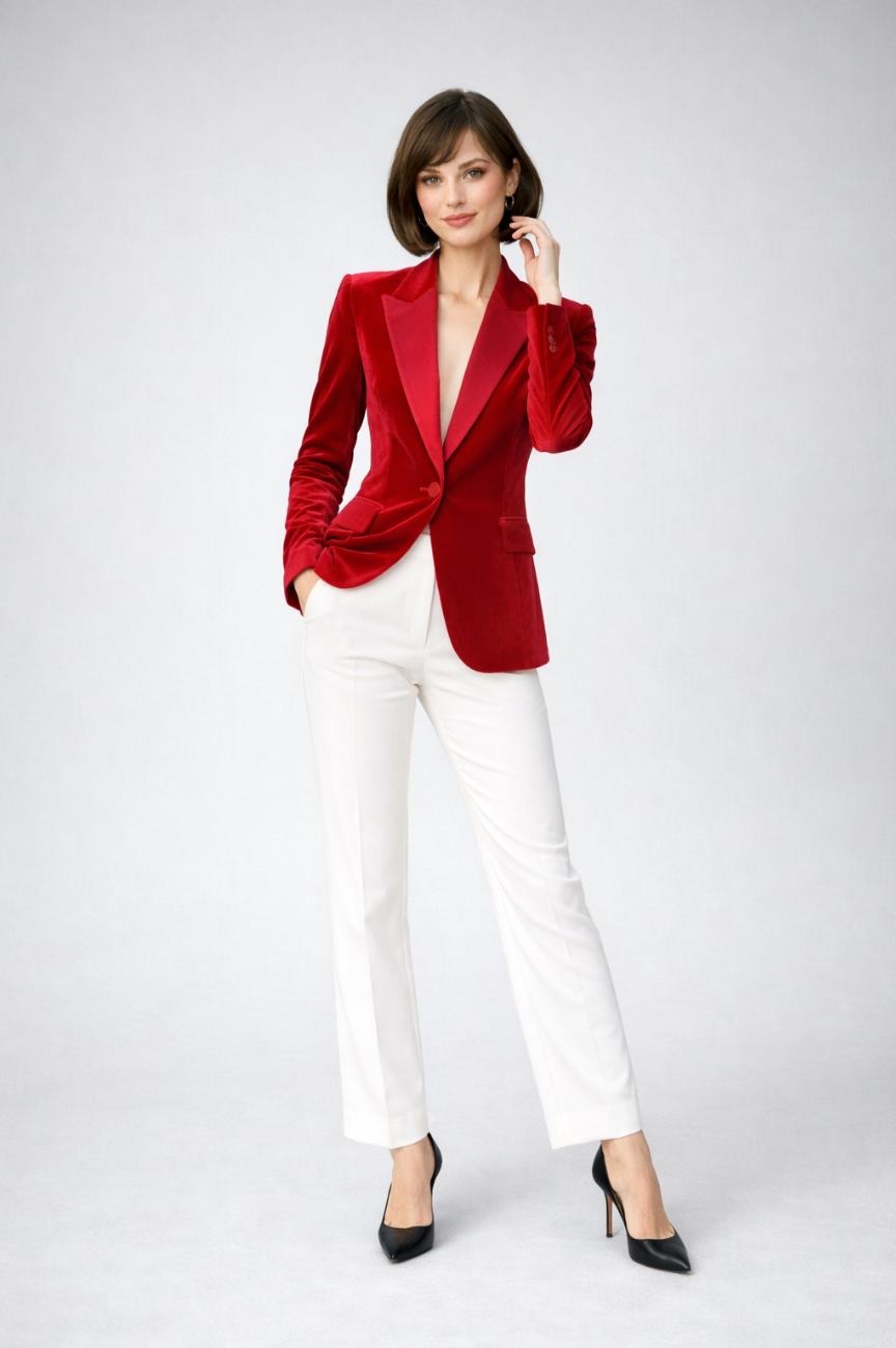 Linlin Slim Fit Suede Blazer