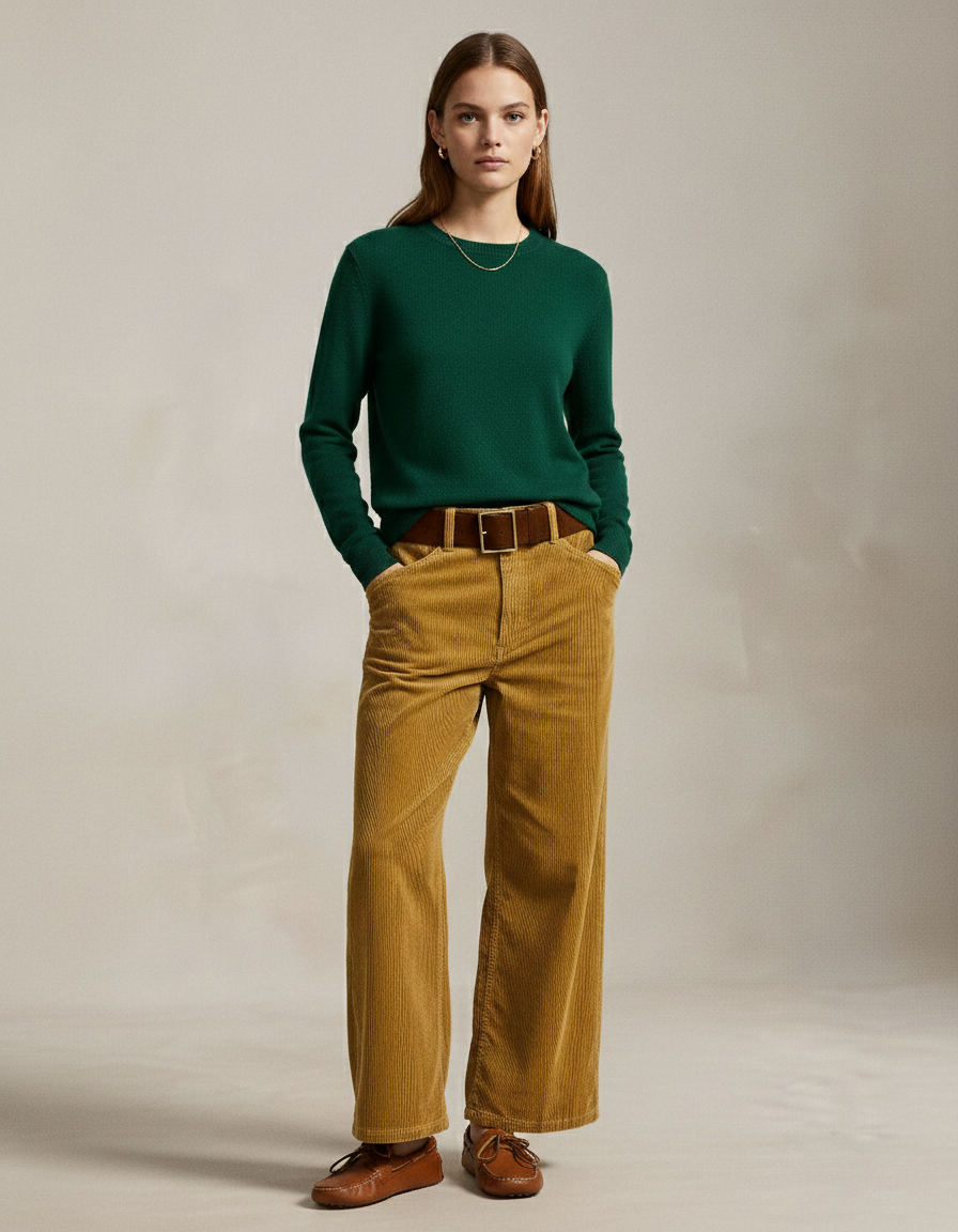 Lumi Corduroy Wide-Leg Cropped Pants