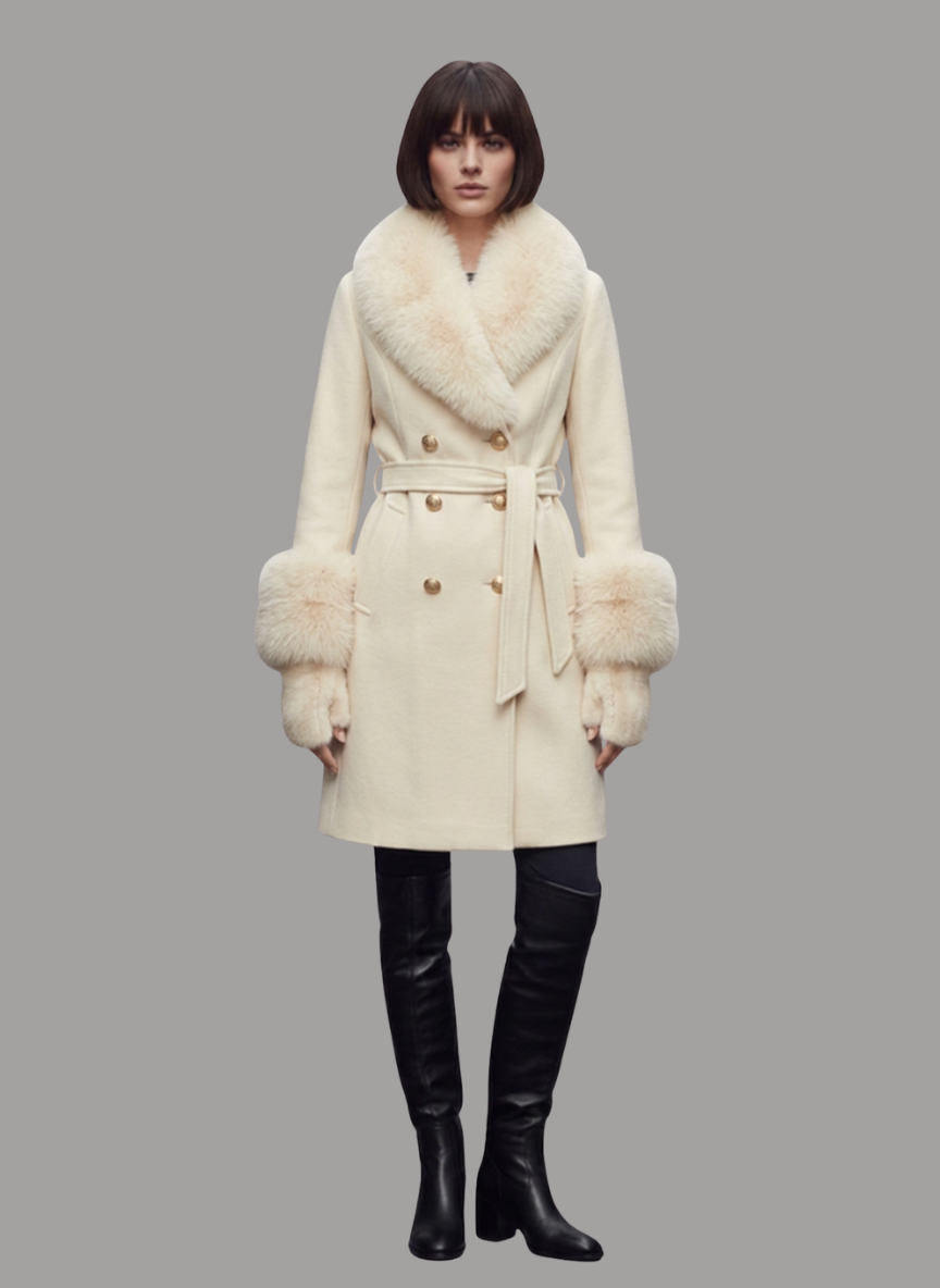 Manchester Double Breasted Coat with Fingerless Glove Set