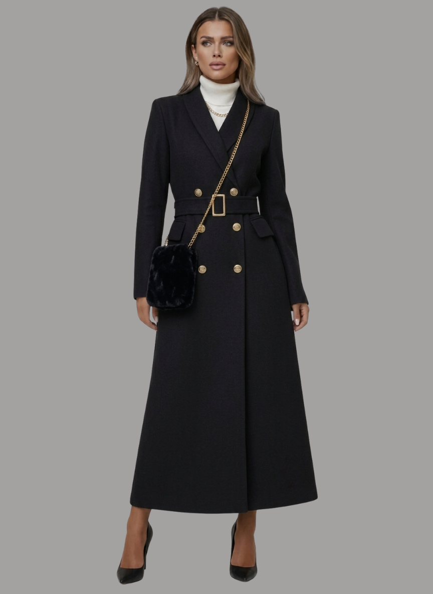 Martil Belted Longline Coat with Bag