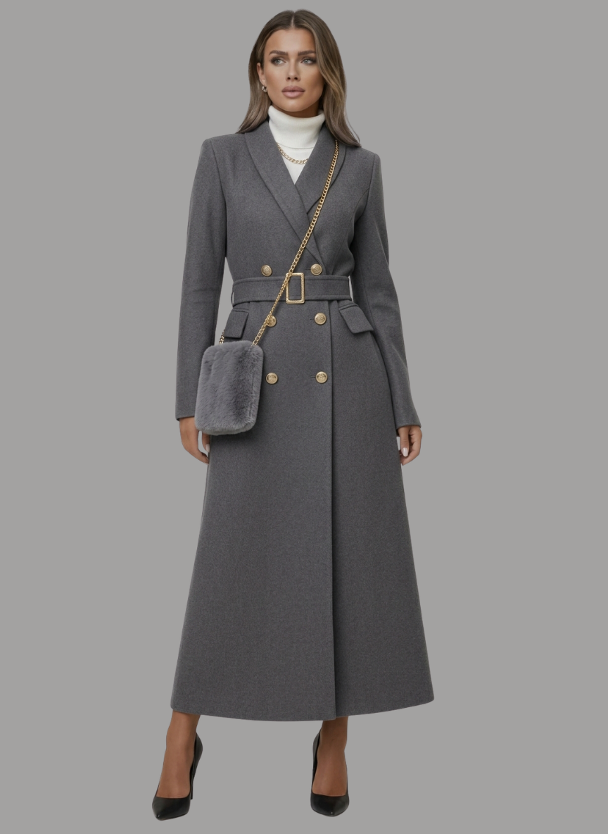 Martil Belted Longline Coat with Bag