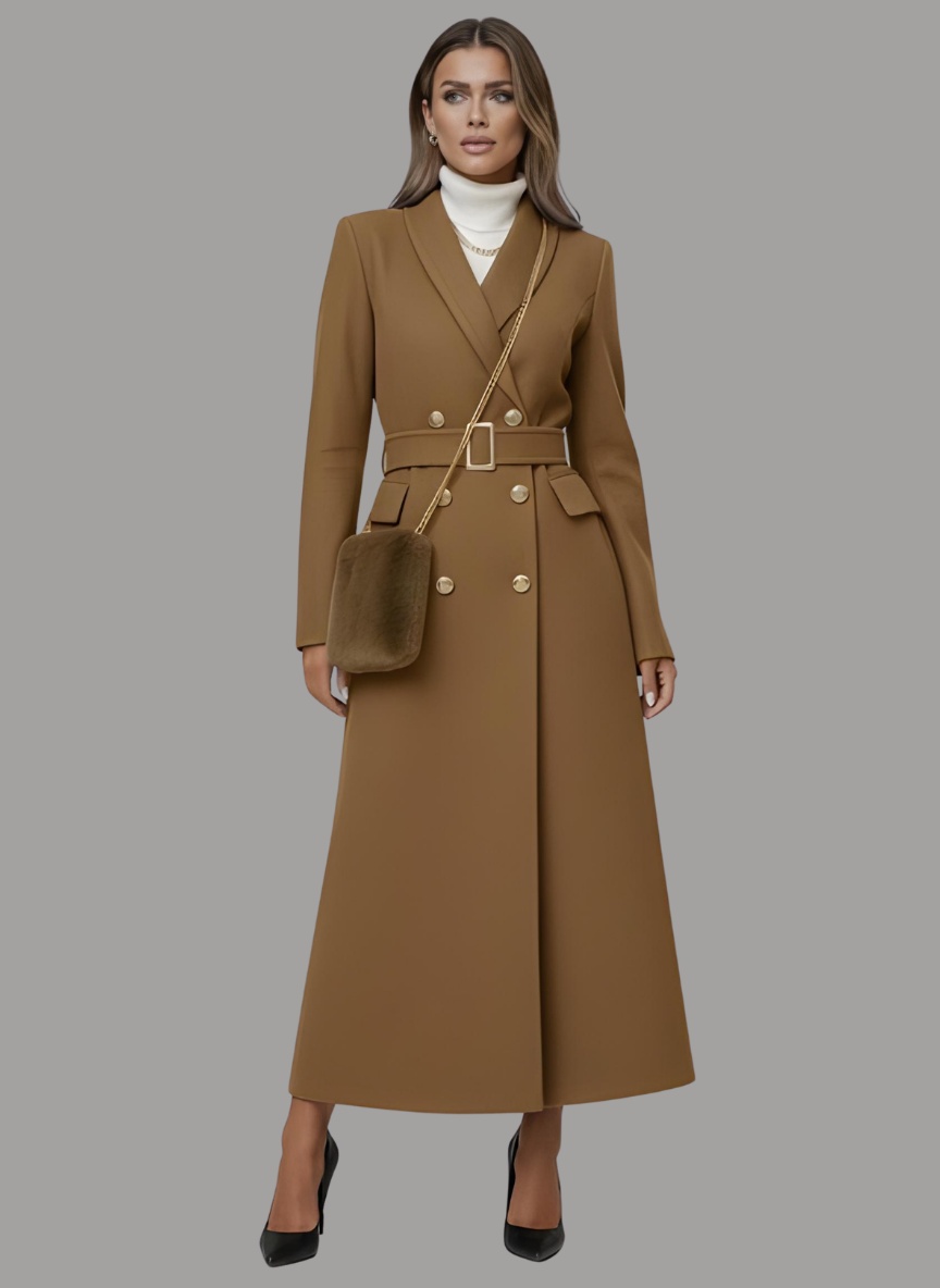 Martil Belted Longline Coat with Bag