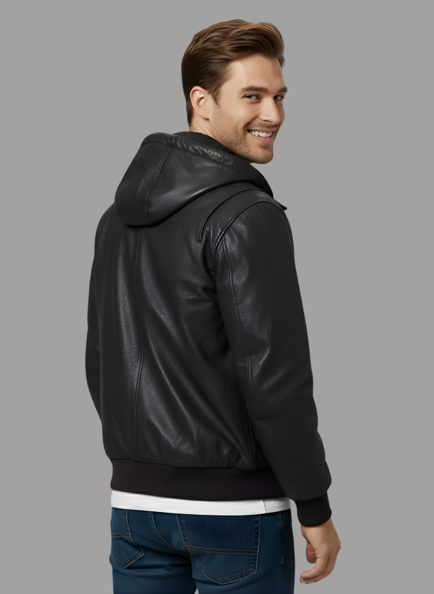 Mauricio Vintage Leather Jacket with Hood