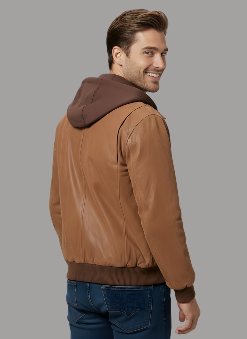 Mauricio Vintage Leather Jacket with Hood
