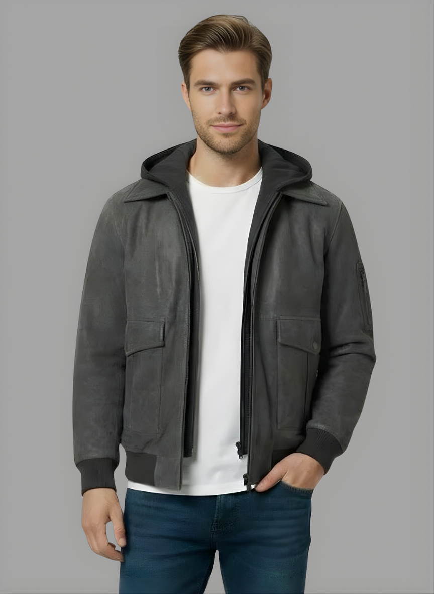 Mauricio Vintage Leather Jacket with Hood