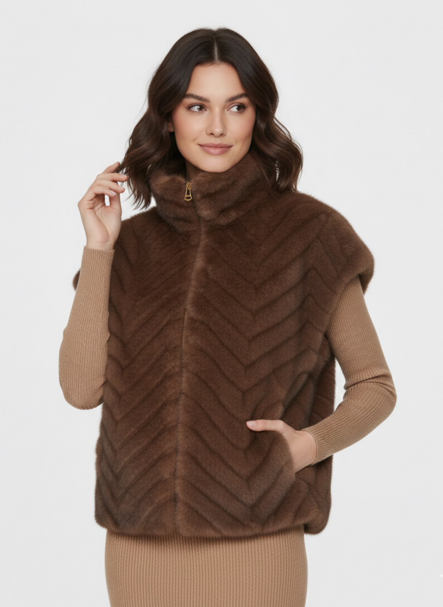 Monroe High-Neck Plush Gilet