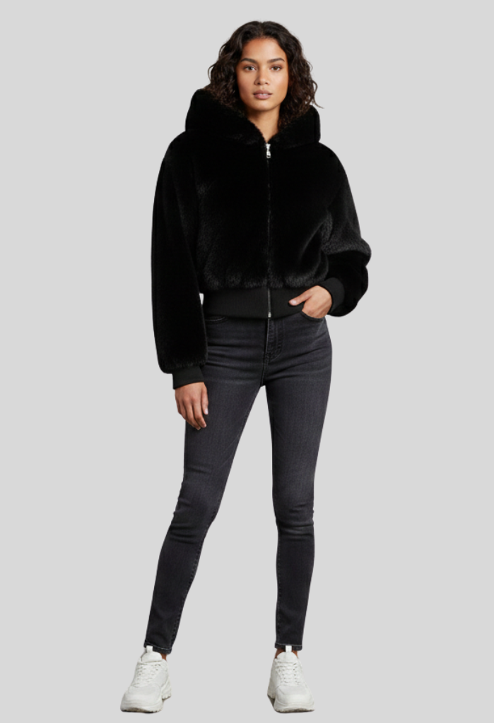 Miami Front Zip Short Fur Jacket