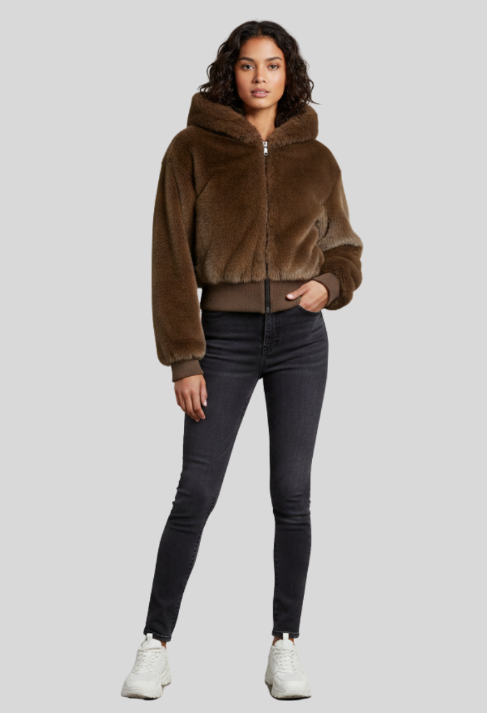 Miami Front Zip Short Fur Jacket