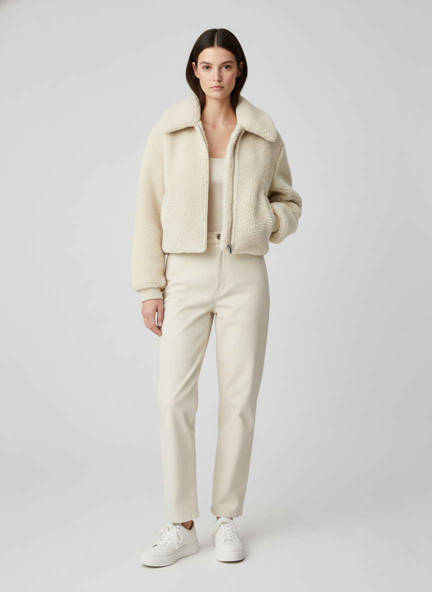 Netanya Cropped Blouson in Shearling Effect