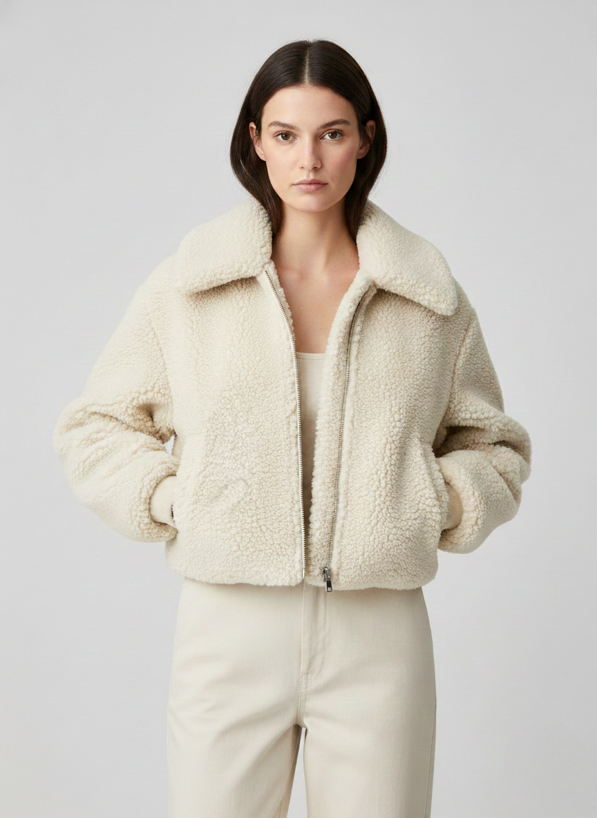 Netanya Cropped Blouson in Shearling Effect