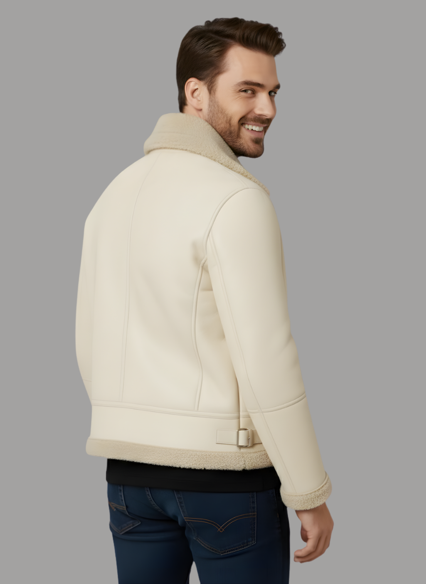 Nitza Leather Bomber with Fur Collar