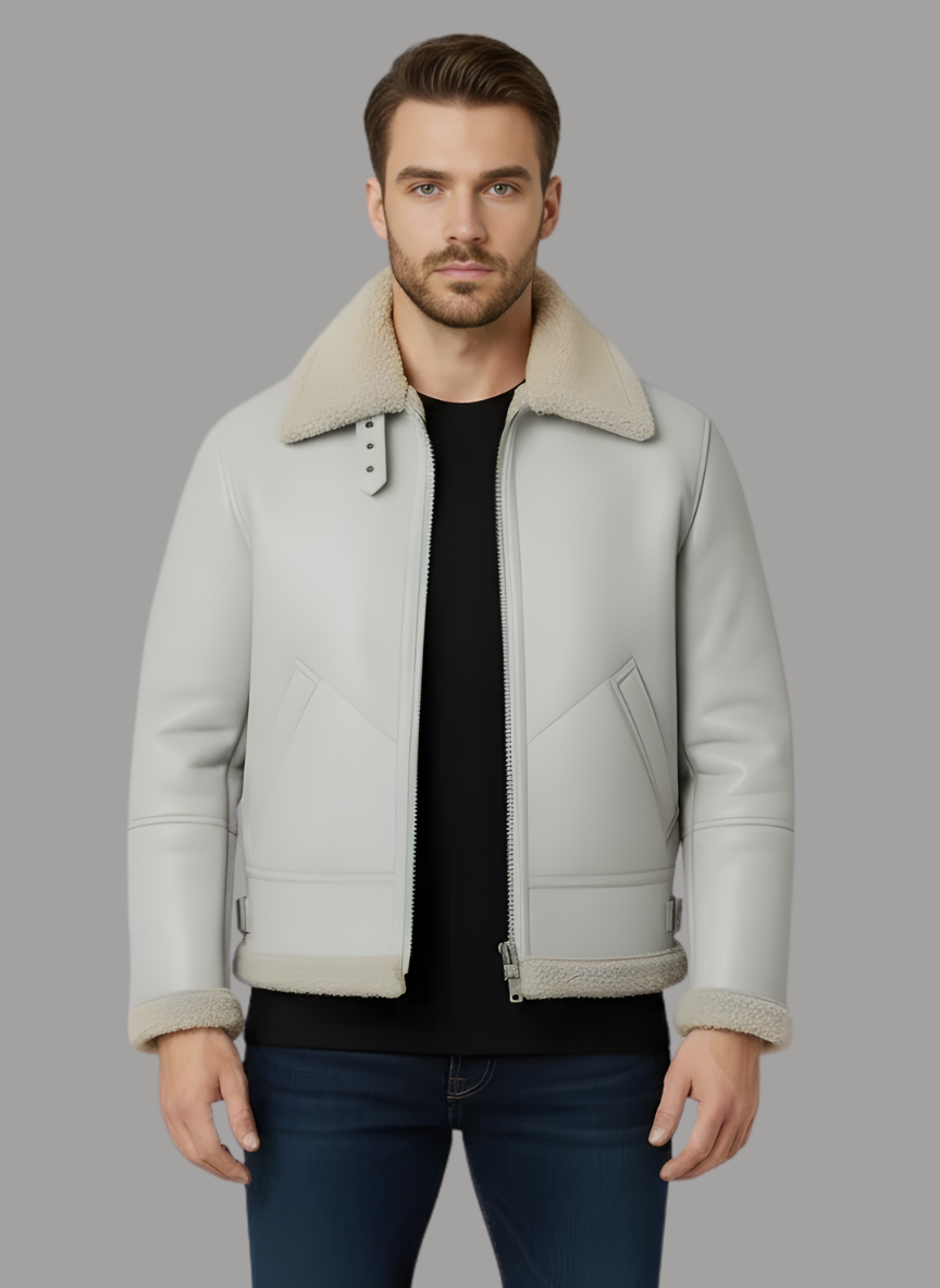 Nitza Leather Bomber with Fur Collar