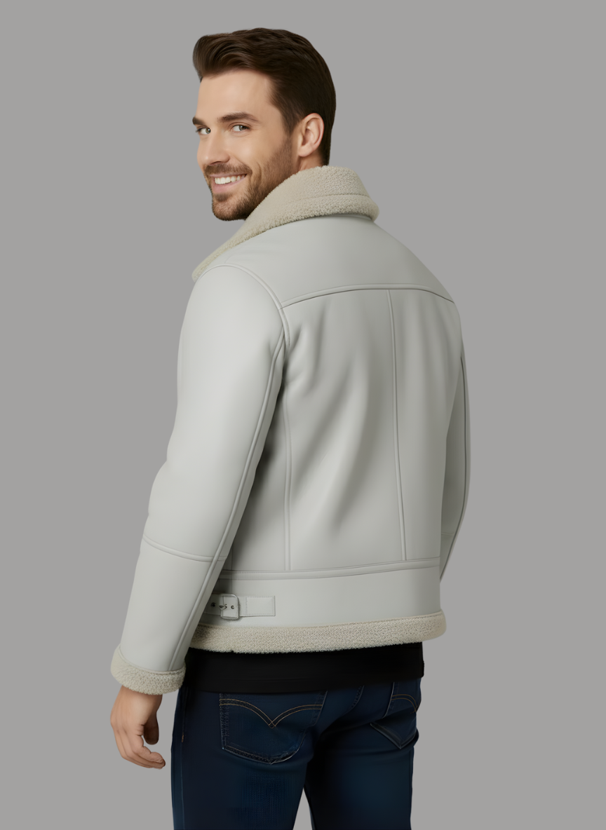 Nitza Leather Bomber with Fur Collar