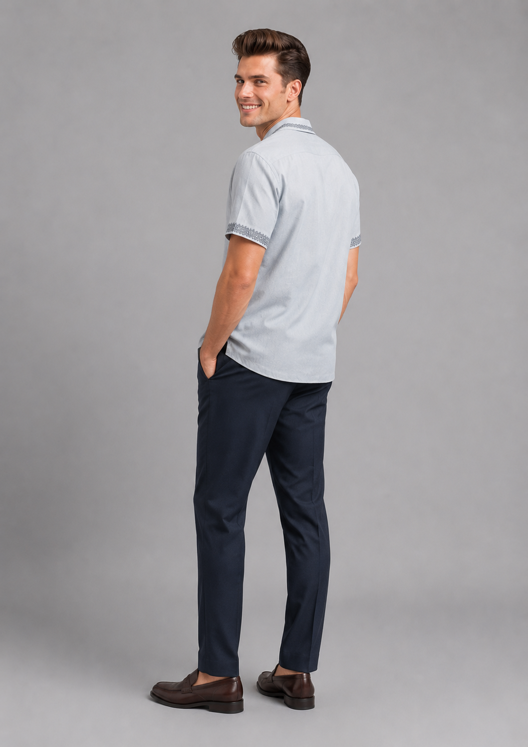 Nicolas Standard-Fit Embroidered Linen Resort Shirt