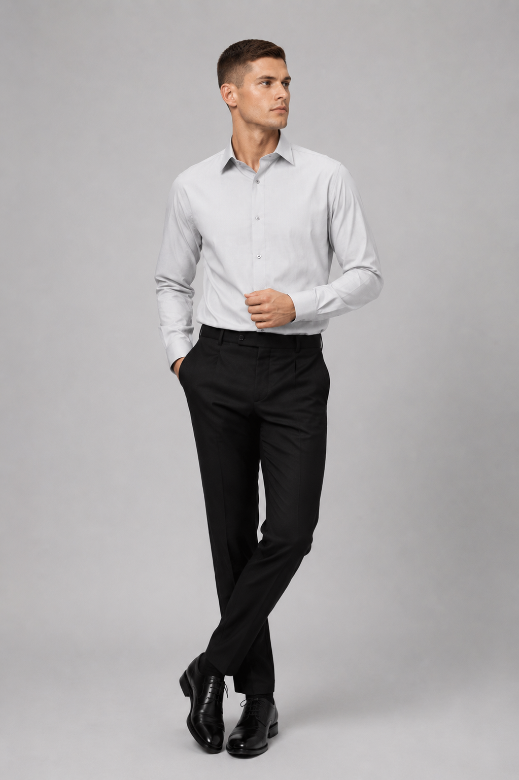 Orion Modern Grey Poplin Shirt