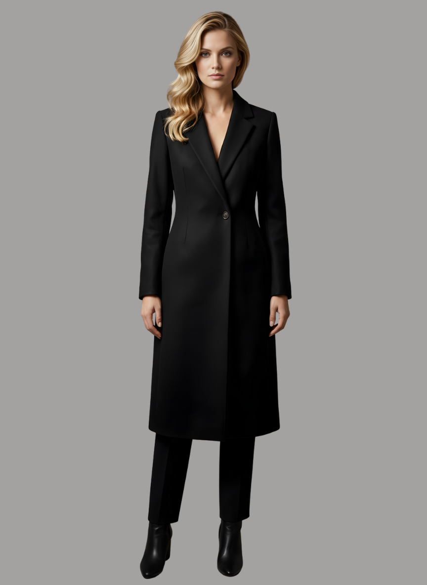 Perth Long Coat with Flap Neck