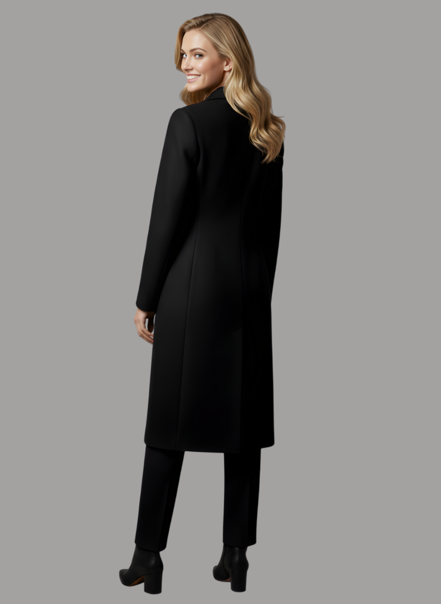 Perth Long Coat with Flap Neck