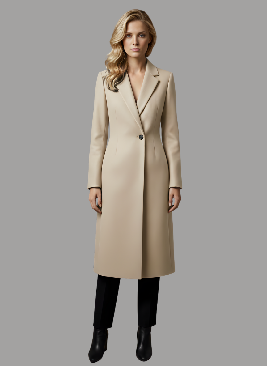 Perth Long Coat with Flap Neck