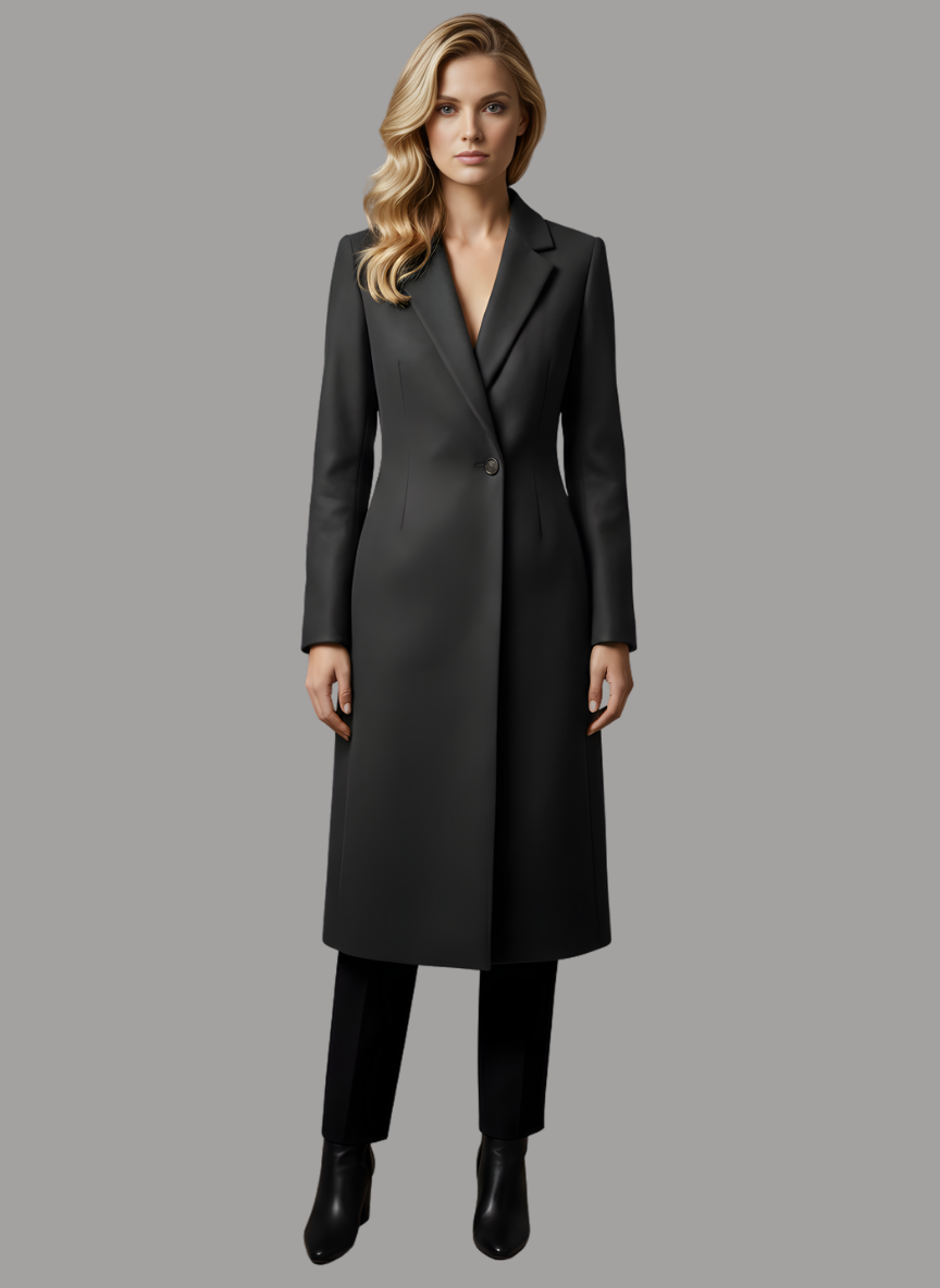 Perth Long Coat with Flap Neck