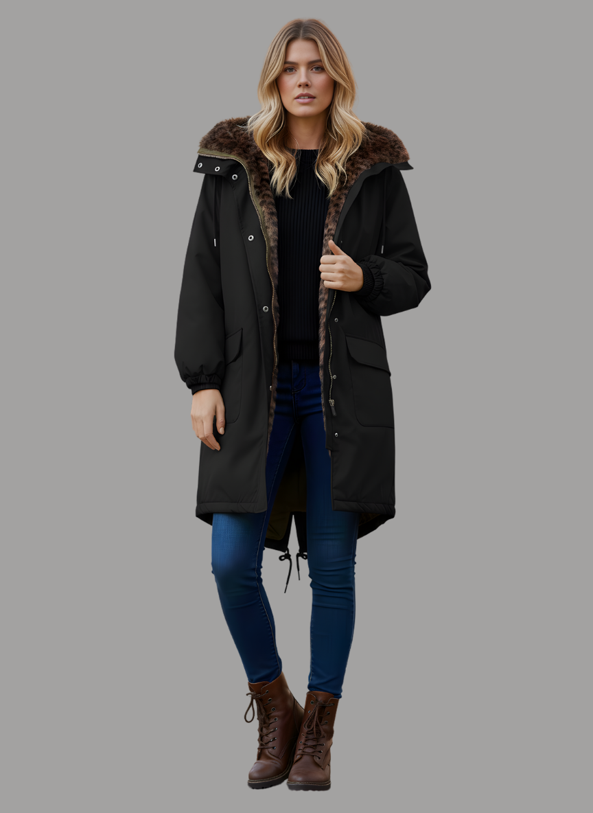 Portofino Parka with Animal Print Faux Fur Lining