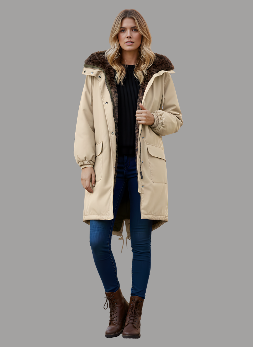 Portofino Parka with Animal Print Faux Fur Lining