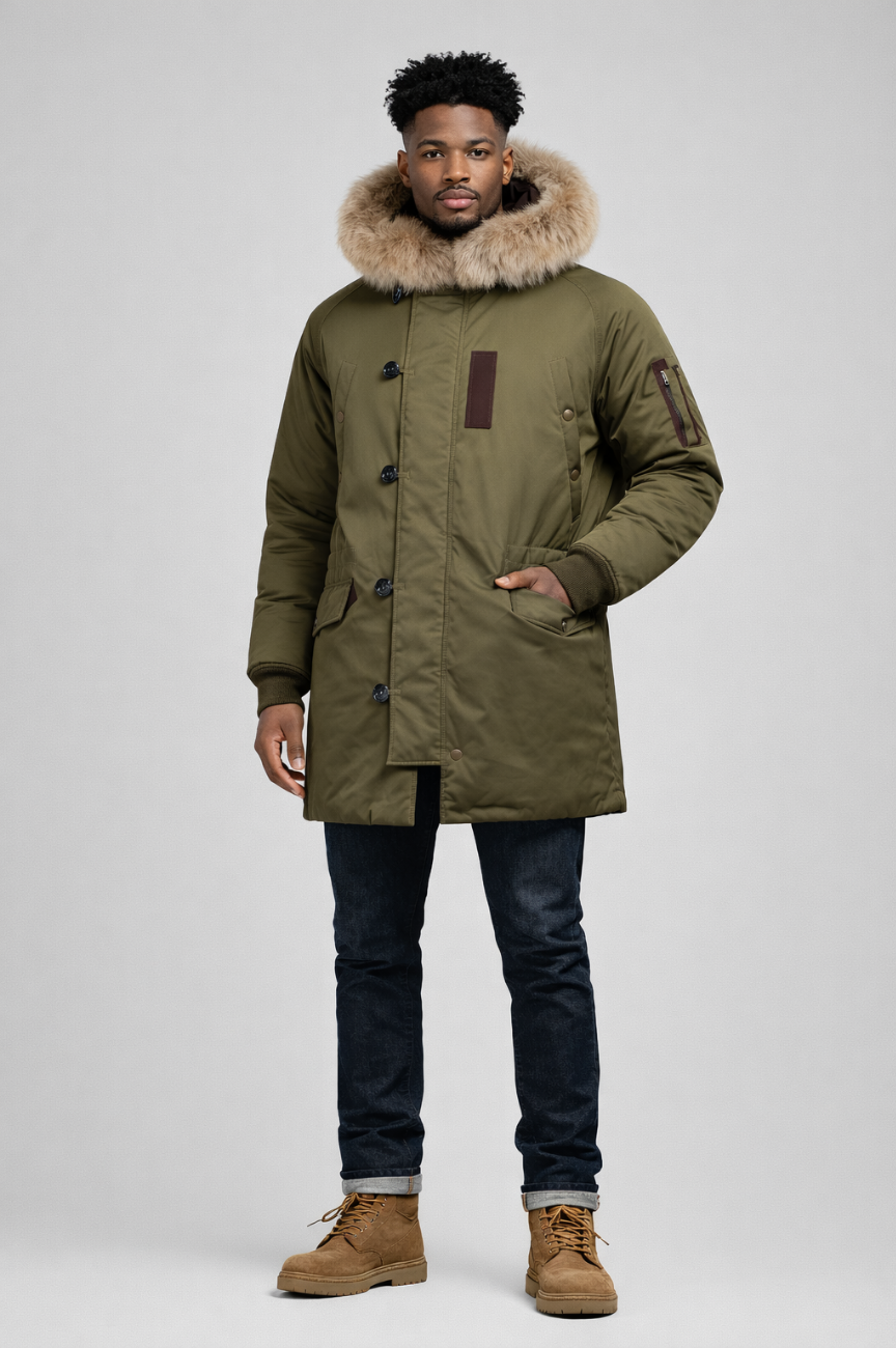 Renji Shearling-Trimmed Shell Down Jacket