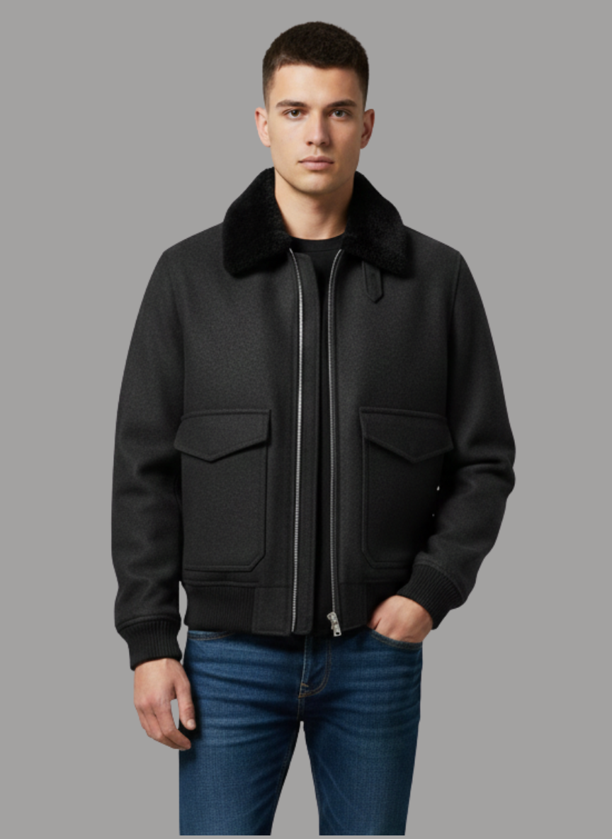 Ricardo Aviator Jacket with Shearling Collar