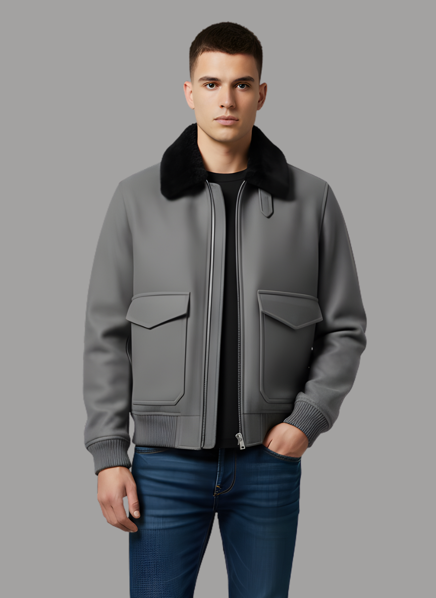 Ricardo Aviator Jacket with Shearling Collar