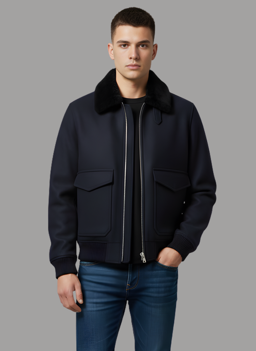 Ricardo Aviator Jacket with Shearling Collar