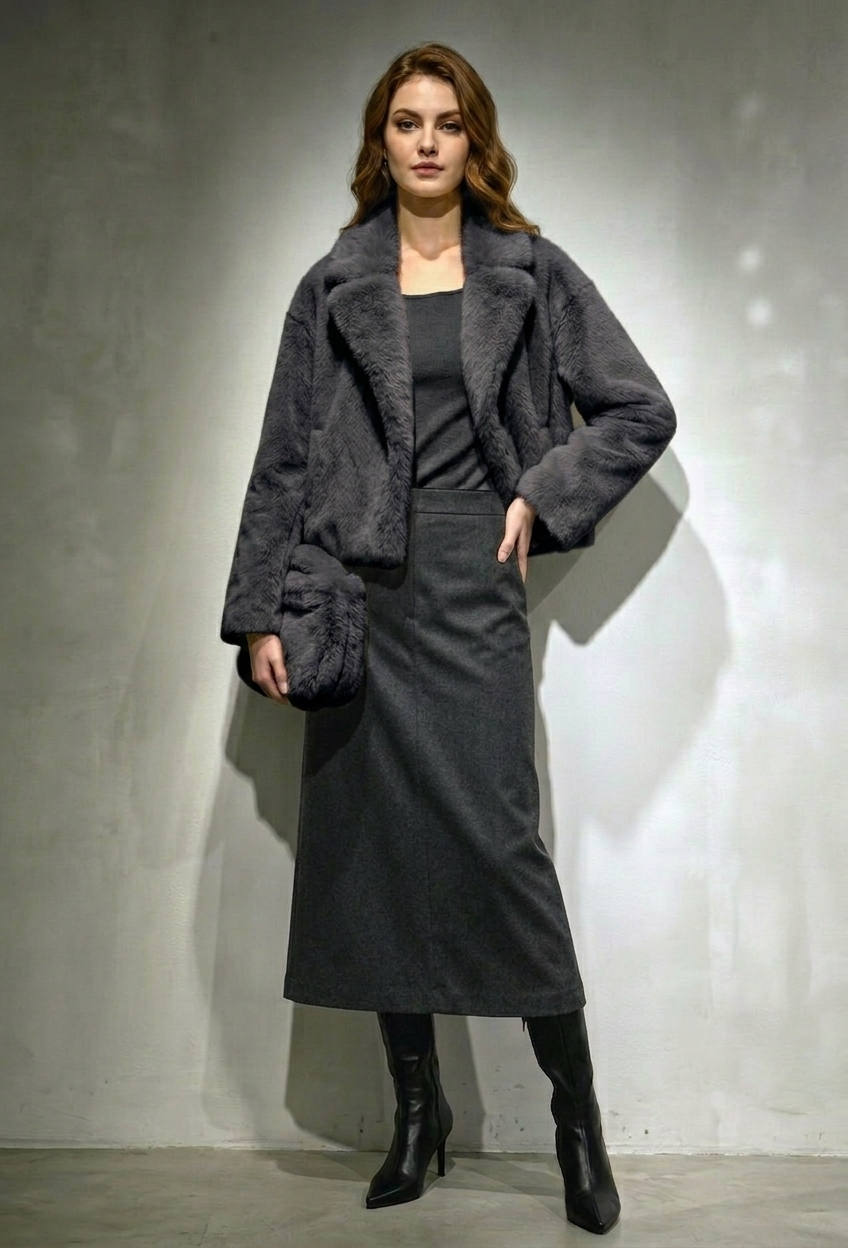 Rochester Oversized Full Fur Jacket with Bag