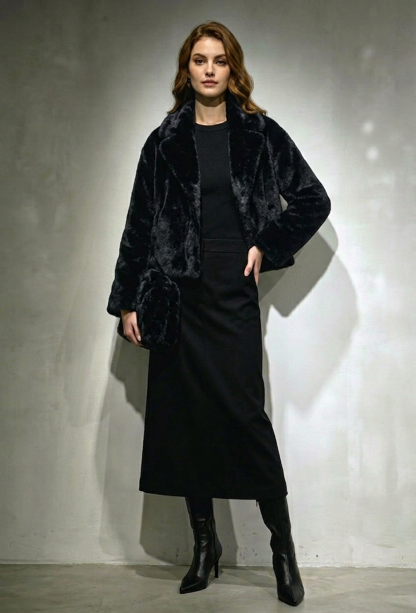 Rochester Oversized Full Fur Jacket with Bag